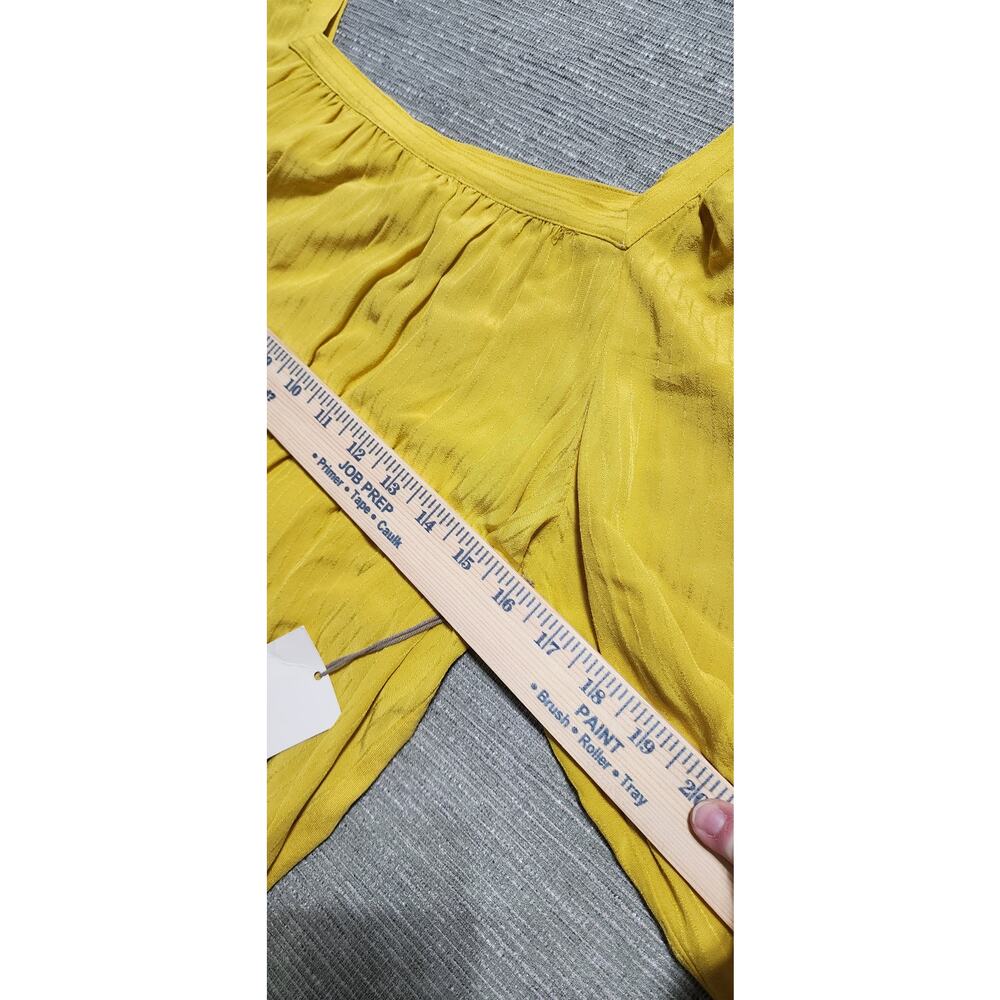 A New Day Mustard Yellow Square Neck Boho Blouse Women’s Size L NWT Pearl Button - Picture 7 of 13